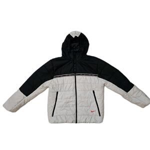 Men's NIKE SPORTSWEAR Therma-fit SYNTHETIC JACKET Size XL BLACK & white Parka